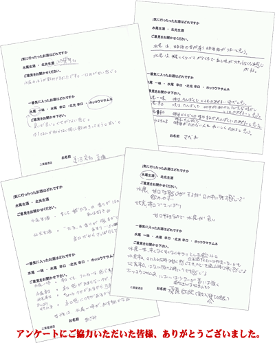 アンケートにご協力いただいた皆様、ありがとうございました。